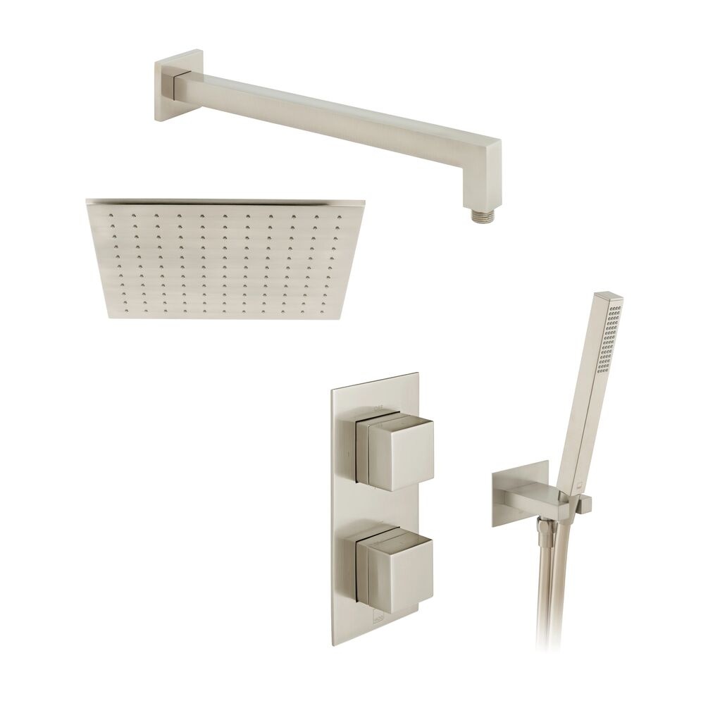 Cutout image of Vado Individual Brushed Nickel Square Dual Outlet Shower Pack